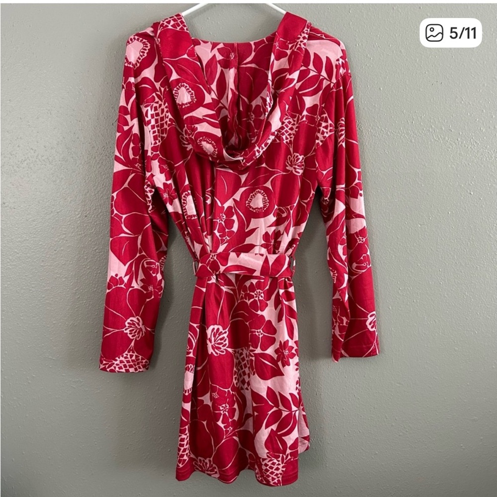 Ripskirt Hawaii Paradise Red Hooded Beach Robe, Size XL/XXL - Picture 3 of 10